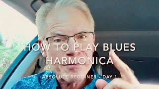 How To Play Blues Harmonica – Absolute Beginner  Day 1 [upl. by Bondon]