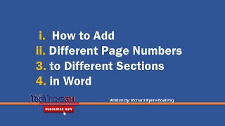 How to Add Different Page Numbers to Different Sections in Word  TechTricksGh [upl. by Knipe450]