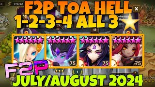 F2P TOA HELL 1 2 3 4 ALL 3⭐ LAIMA ASCHUBEL MOOKWOL MASHA JULY AUGUST 2024 SUMMONERS WAR [upl. by Verina921]