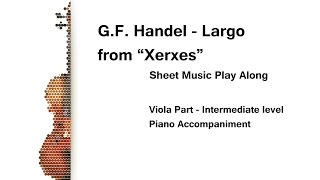 Handel Largo from Xerxes Viola Sheet Music Play Along INTERMEDIATE level [upl. by Fidele]