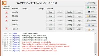 Error Apache Shutdown unexpectedly in Xampp 2016 [upl. by Yssep]