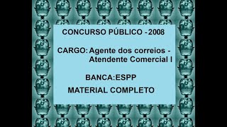 90  Concurso Público  Prova Agente dos Correios  Agente Comercial I  Material Completo [upl. by Rob]