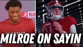 Jalen Milroe talks Alabama adding Julian Sayin to quarterback room [upl. by Komara862]