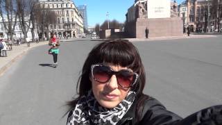 Latvia Riga Exploring Old Town in Riga Freedom Monument Part 3 [upl. by Ahsimat]