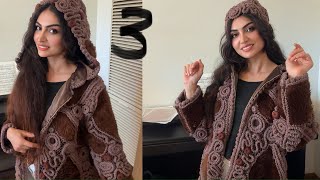 crochet irish fur coat part 3 قلاببافی کت خزایرلندی پارت سوم [upl. by Ennelram363]