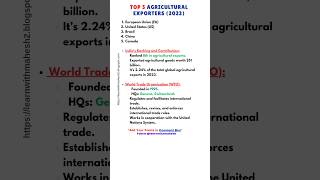 Top Five Agricultural Exporters 2023 shorts ytshortsindia [upl. by Wyler]