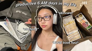 STUDY VLOG  6AM productive days in my life lots of studying booktok haul amp glass skin routine [upl. by Anilef83]