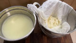 How to make organic Ricotta Cheese amp butter with full fat milk at home easily [upl. by Odelinda262]