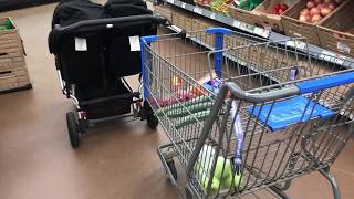 Grocery Shopping While Pushing a Double Stroller and Shopping Cart [upl. by Weaks85]