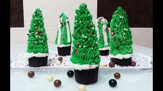 KapKekden Yılbaşı Ağacı Mini Pasta TarifiHow To Make Cupcake Christmas Tree [upl. by Orwin]