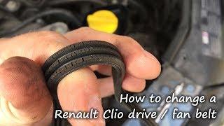 Renault 12 Clio Extreme  DIY How to replace and change a drive belt fan belt [upl. by Lleryd]