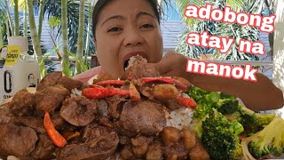 Spicy Adobong Atay na manokchicken liver with veggies MUKBANG [upl. by Llehcram]