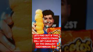 CAN THIS TINY TOOTHBRUSH CLEAN THIS BIG CHEETOS STAIN 😨🤯 shorts toothbrush asmr [upl. by Neetsyrk]