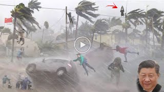 Incredible Windstorm hits China Windspeed of 500 KMH Strong Rain storm in Hangzhou [upl. by Estelle]