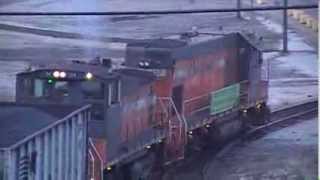 Arcelor Mittal GP151 and SW1500 in Run8 with a coal train [upl. by Dlnaod]