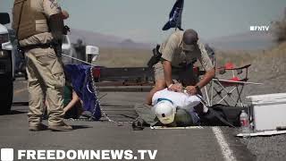 Climate Activists Wail as Nevada Cops Flatten Roadblock [upl. by Ketti828]