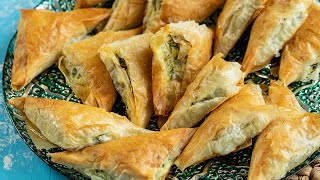 Spanakopitakia Greek Spinach Pie Triangles The best appetizer [upl. by Armat]