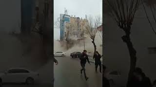 An Apartment Building Collapsing in Sanliurfa Turkey Following Two Huge Earthquakes Shorts [upl. by Avi]