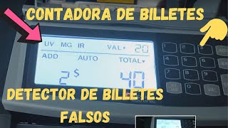 detector de billetes falsos 💵contadora de billetes🖨️como usar detector de dólares falsos💵2024 [upl. by Aerdnod]