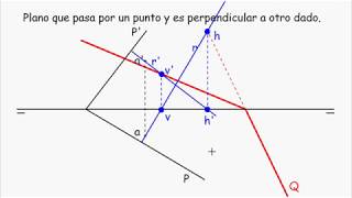 Sistema diédrico perpendicularidad plano perpendicular a otro dado y que pasa por un punto [upl. by Ettevi]