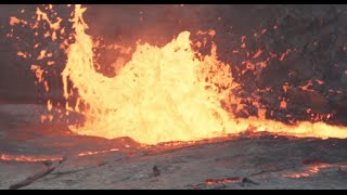 Water thrown into lava lake creates explosive results [upl. by Sorazal]