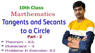 Tangents and Secants to a Circle I Part  2 I 10th Maths I Theorem  92 amp Exercise92 I Ramesh Sir [upl. by Nyraa]