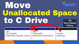 How to Move Unallocated Space to C Drive  Cant Extend C Drive [upl. by Weir]