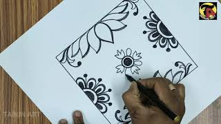 Square design drawingRectangle Lotus alpana drawing Tarun Art [upl. by Salinas]