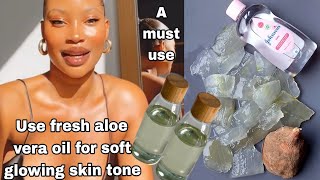 Try using Johnson oil amp fresh aloe vera for glowing flawless skin tone how to make aloe Vera oil [upl. by Macintosh]