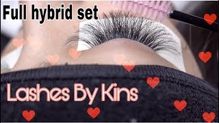 HYBRID EYELASH EXTENSION TUTORIAL HOW TO LASHES BY KINS [upl. by Nonez]