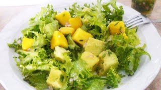 Cómo preparar una rica Ensalada de mango con vinagreta de pimientos [upl. by Dlareme]