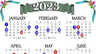 2023 Calendar with Holidays  Holidays Calendar 2023  Calendar 2023 [upl. by Orbadiah]