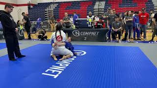 CompNet Jiu Jitsu  Gracie Barra tournament 40 Lbs Increase Gray vs Yellow Belt Feb 2024  win [upl. by Ahsikad]