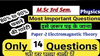 MJPRU MSc physics important questions 2024  msc physics 3rd sem imp qus  electromagnetic theory [upl. by Hobart]