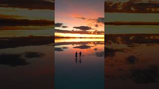 Sunrise over the world’s largest mirror uyunisaltflats bolivia [upl. by Enilarak]