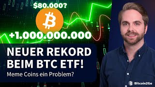 REKORD 1 Mrd Bitcoin ETF Zuflüsse an 1 Tag  Bullische Krypto News amp neue Kursziele [upl. by Helge]