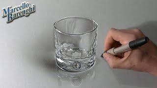 Drawing time lapse a whisky glass  hyperrealistic art [upl. by Swinton]