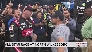 Ricky Stenhouse Jr punches Kyle Busch after NASCAR AllStar Race at North Wilkesboro [upl. by Solegna980]