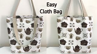 How to make a Tote bag with Lining  Perfect Tote bag sewing tutorial  Cloth bag making  DIY Bag [upl. by Ielirol]