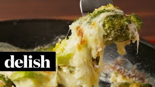 Cheesy Baked Broccoli  Delish [upl. by Llesram]