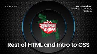 Sadhinota Camp Class Six  Block amp Inline Element  HTML Div Class ID  Semantic HTML  CSS Intro [upl. by Ten]