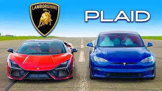 Lamborghini Revuelto v Tesla Model S Plaid DRAG RACE [upl. by French]