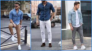 Denim Blue Shirt Matching Pants For Men 2024Denim Blue Shirt Outfit IdeasJust Mens Fashion [upl. by Trebla]