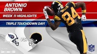 Antonio Brown is Unstoppable w 10 Grabs 3 TDs amp 144 Yards  Titans vs Steelers  Wk 11 Player HLs [upl. by Sinnylg752]