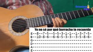 Borracho te recuerdo Vicente Fernández Requinto tutorial acordes y adornos con guitarra [upl. by Sedda898]