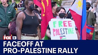 Moments of tension at studentled proPalestine rally at University of Washington [upl. by Sancha389]