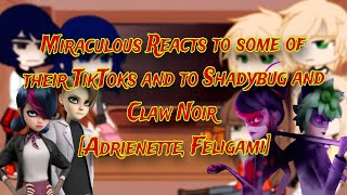 Miraculous Reacts to some of their TikToks and to Shadybug and Claw Noir Adrienette Feligami [upl. by Yenruogis]