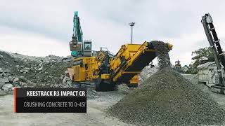 High powered machine crushing greywacke concrete  Keestrack R3  Equip2 New Zealand [upl. by Eelinej]