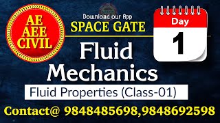 AEAEECIVIL  Day01  FLUID MECHANICS FLUID PROPERTIES Class01 [upl. by God529]