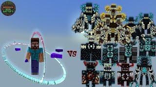 Remake God Herobrine v3 vs Warden Plus Wardens  Minecraft Bedrock  Mob Battle [upl. by Evangelina]